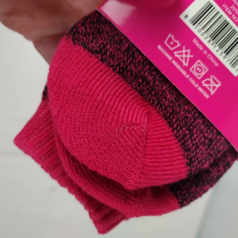 Lady's Heat Thermal Socks Pink Black Marl Wool Blend Thick Winter 1 Pair 9-11